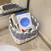 ins desktop storage desktop remote control storage box weaving creative weaving coarse cotton rope Nordic storage basket Sundries