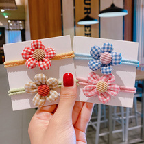 Net red plaid fabric flower double hair rope head rope female Korean version of flower Hairband tie hair tie ball hair accessories