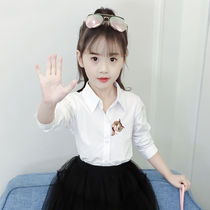 Girl autumn shirt spring new Korean children long sleeve cotton base shirt middle and big girl white shirt tide