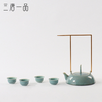 New Chinese Zen Ceramic Kung Fu Tea Set Teapot Tea Cup Tapot Tray Model House Tea Table Soft Decoration Ornaments