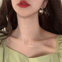 French high sense earrings net red drop earrings 2021 new trend pure silver stud earrings simple cold wind exquisite earrings women