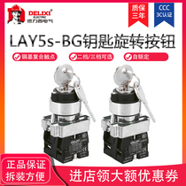 Delixi push button switch LAY5-BG25 two positions with key switch 1 normally open 1 normally closed two gears
