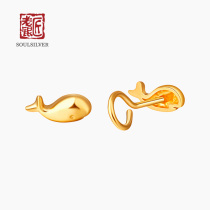 Old silversmith 999 foot gold small dolphin ear nail cute and small gold ear nail small crowd design feeling pure gold ear nail female
