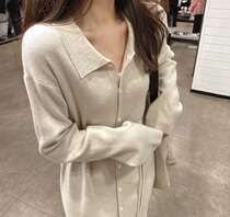 2021 new womens Korean lazy student woolen womens pullover loose POLO base knitted dress Spring