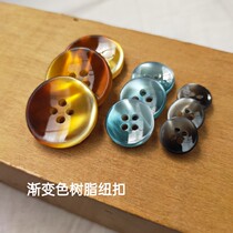 Upscale Gradient Color Resin Button Big Coat Windsuit Jacket Shirt Cuff Buttoned 6