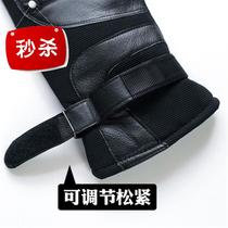 Gloves Moto bike riding in autumn and winter thickened plus velvet riding driving mens winter leather gloves to keep warm and cold