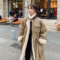 Lamb hair fleece coat women winter 2021 New Korean version loose size padded medium length tooling cotton coat