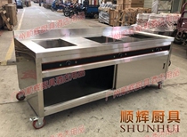 Stainless steel package point insulation table bun steamed bun sales table Commercial electric three-hole square steamer insulation car steamer car