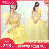 2018 New evening dress long summer color yarn Bride wedding art test host solo performance dress dress dress women