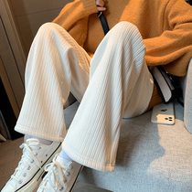 Pregnant woman pants spring and autumn outside wearing winter style chenille wide leg pants small sub-gush thickened long pants for underspring clothing