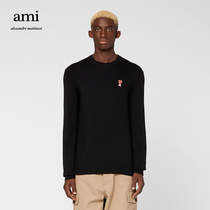 Ami Paris men Ami de Coeur Red love patch round neck sweater