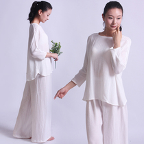 Autumn and winter retreat cloth cicada white Kundalini female pure cotton yoga clothes zen clothes tea man clothes autumn and winter large size zen