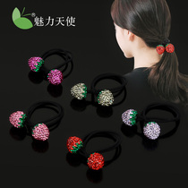 Korean rhinestone big double ball hair ring hair jewelry Adult strawberry tie hair rubber band headdress Cute small fresh headband