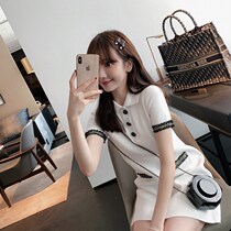 South Korea 2021 summer new small fragrant wind student polo small man temperament thin ice silk waist dress women