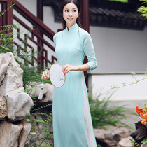 New original design Yue style Ao Dai improved cheongsam long retro tea dress dress four colors L5120