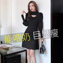 Breast-feeding Spring Autumn Out of fashion Tidal Moms Postpartum postpartum dress Winter breastfeeding clothes bottom Outer wearing sweater women