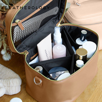 Real Leather Stereochemical Makeup Bag Woman Portable Travel Wash Bag High-end Single Shoulder Containing Bag Large Capacity Upscale Makeup Case