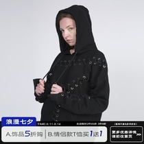 PCLP (PERCLIPS) DECONSTRUCTED rope SWEATER plus velvet cotton lace-up hooded loose hoodie