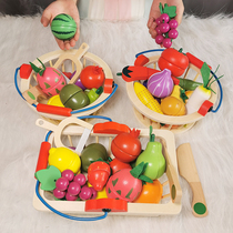 Wood Basket Fruit Vegetable Chiceroy Toy Magnet Girl Chicce See Suit Emulation Over Home Wooden Magnetism
