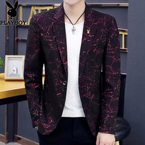 Playboy casual suit mens self-cultivation Korean version of the trend handsome Yuppie small suit mens floral single western coat