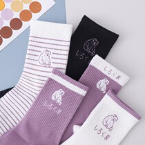 Socks female stockings ins trend autumn winter cute Korean Joker autumn stripe white stockings