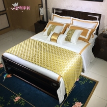 Exhibition hall-like inter-board furniture assorted beds New Chinese New classical soft-mounted bed with multiple pieces of yellow wave