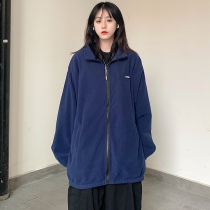 Sanjati crane fleece logo zipper jacket sweater jacket men and women couples casual loose national tide