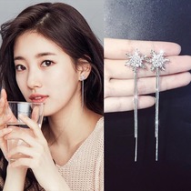 925 sterling silver snowflake pendant long tassel female Korean temperament earrings simple earrings thin face