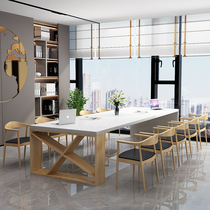 Nordic light luxury solid wood desk negotiation table Creative design simple conference table Dining table Computer table Treasurer recommended