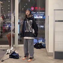 VLONE stop blue Big v niche Tide brand American High Street leisure loose couple hooded sweater men ins