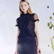 Spring and summer clearance Taiwan brand womens clothing Hong * Xiu nv small stand collar waist half sleeve 161A shirt top