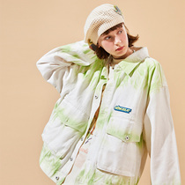 SENCE LA national tide tie-dyed white denim jacket mens couples tooling graffiti Tide brand jacket womens spring and autumn