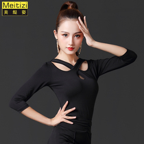 Latin dance tops womens spring and autumn new adult clothing national standard practice tops modern dance mid-sleeve dance practice clothes