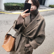  ROUJE POWER fashion double-sided cashmere coat 2021 spring popular new water ripple wool coat