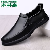 Mullinson leather shoes mens 2021 new autumn and winter leather a pedal soft bottom business casual tooling dad shoes