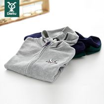 Childrens winter boys sweater cardigan casual jacket plus velvet middle and Big Baby 2020 spring and autumn cotton thin