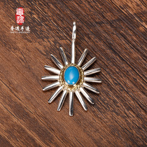 Takahashi wulang SHEYUGOROS turquoise sea urchin large S925 sterling silver feather pendant too corner chain necklace