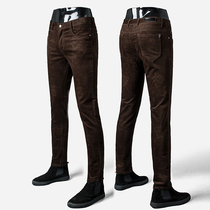 Tide brand 2021 autumn new fashion corduroy pants men Korean version of high-end printed small foot pants slim casual pants