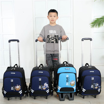 Primary school student trolley school bag Boy 1-3-6 grade childrens backpack waterproof girl 6-12 years old three rounds of 5