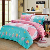 Autumn and winter quilt set single piece 1 5 meters student dormitory imitation cotton 1 8 2 0 sheets double four-piece quilt cover