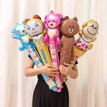 Balloon aluminum film hand-held stick micro-business drainage activities to push gifts childrens toys blow stick cartoon variety of cute