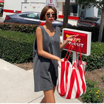  Lagirl Korea 21 summer new casual street sense thin loose long sleeveless letter vest