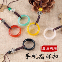 Agate Chinese style mobile phone ring lanyard Net red Key short Chinese knot wrist chain male U disk accessories small pendant jewelry female cute creative anti-lost rope ancient style ring pendant Universal