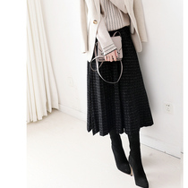 Japanese light luxury romantic literary style color clip flash or small elastic waist and ankle knitted sprinkler long skirt