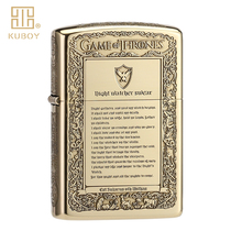 kuboy cool treasure kerosene lighter pure copper windproof retro song of ice and fire creative personality mens gift