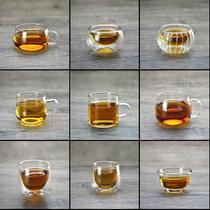 Glass teacup with handle household drinking cup mini kung fu tea set transparent single small Cup