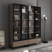 Nordic solid wood floor bookcase bookshelf free combination with glass door simple modern small apartment bookcase locker