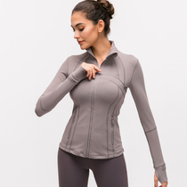 lulu autumn and winter fitness yoga suit sports jacket womens nylon stretch running slim zipper thin jacket