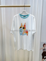 Love Mummy 21 Summer blue neckline color cartoon dog print pregnant women loose short sleeve t-shirt