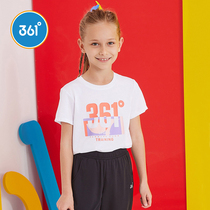 361 childrens clothing girls short sleeve T-shirt 2021 summer new foreign style print casual childrens sports short sleeve shirt